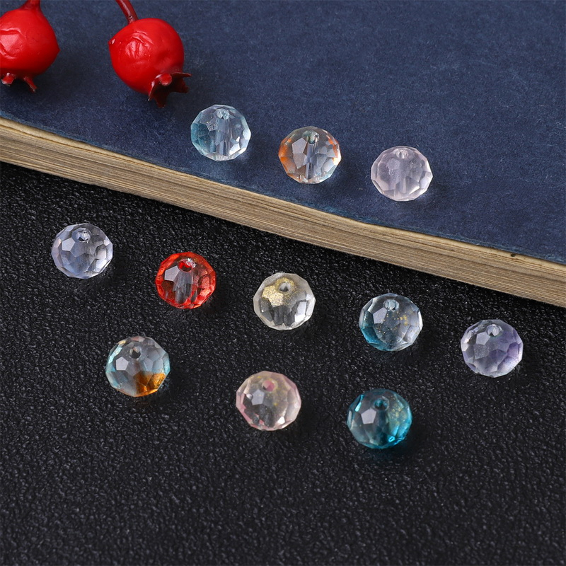 Beadia Set 50 Hạt Pha Lê Tròn 8mm Màu Gradient Dùng Làm Đồ Thủ Công DIY