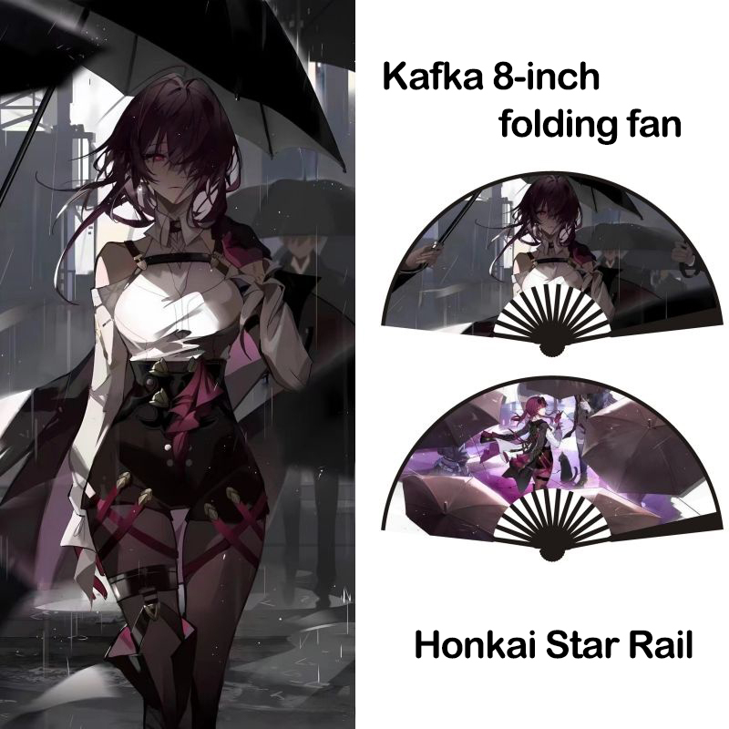Honkai Star Rail Tingyun Quạt Xếp Hai Mặt Bằng Vải Lụa In Hình Anime Merchandise