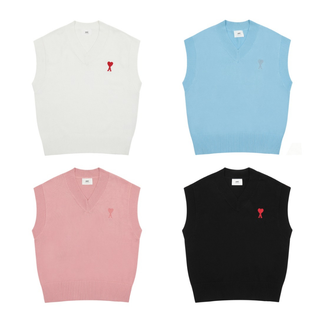 Áo sweater Dệt Kim Sát Nách Dáng Rộng Thêu Hình Trái Tim Thời Trang Cho Nam Và Nữ