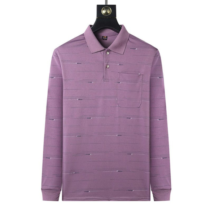 Áo Thun Dài Tay Họa Tiết Kẻ Sọc Thời Trang Cho Đàn Ông Trung Niên