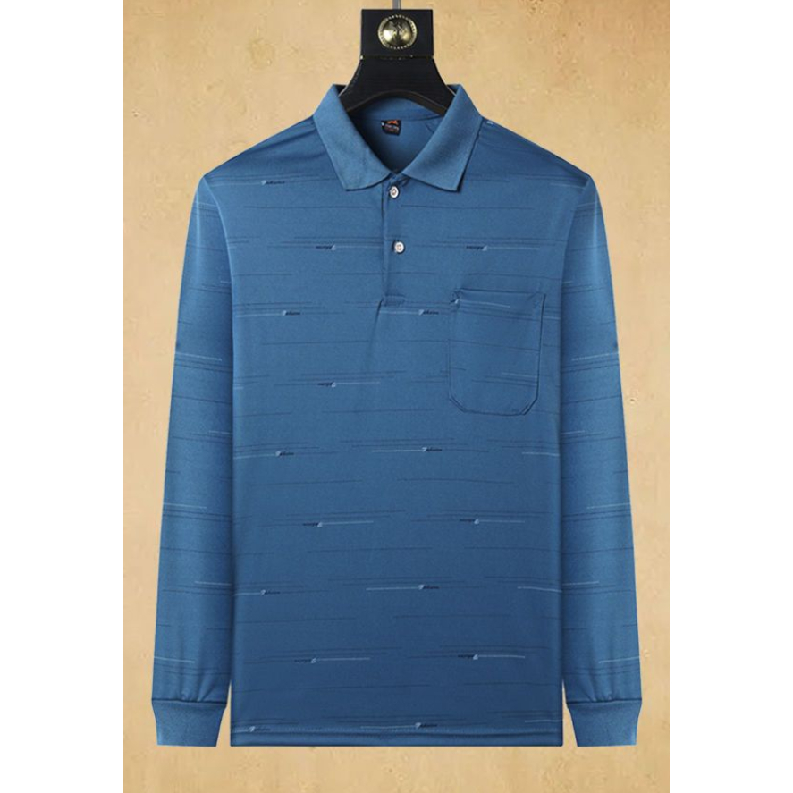 Áo Thun Dài Tay Họa Tiết Kẻ Sọc Thời Trang Cho Đàn Ông Trung Niên