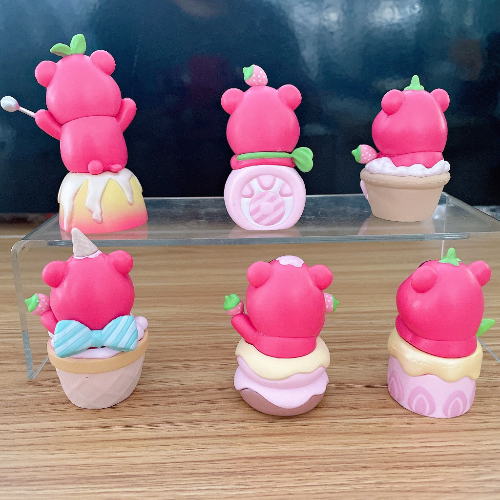 DISNEY Bộ 6 Mô Hình Gấu Strawberry Hoạt Hình 6-7cm Bằng Nhựa Pvc Trang Trí Xe Hơi