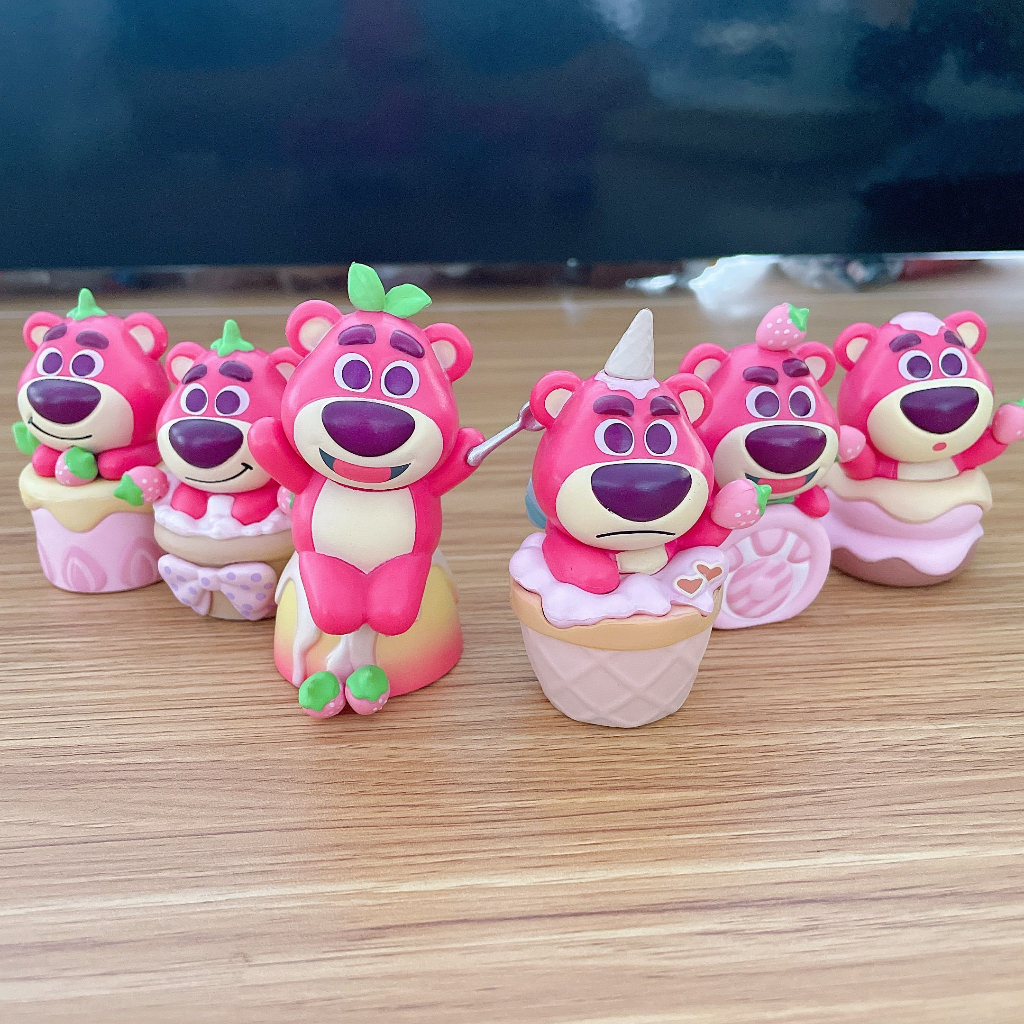 DISNEY Bộ 6 Mô Hình Gấu Strawberry Hoạt Hình 6-7cm Bằng Nhựa Pvc Trang Trí Xe Hơi