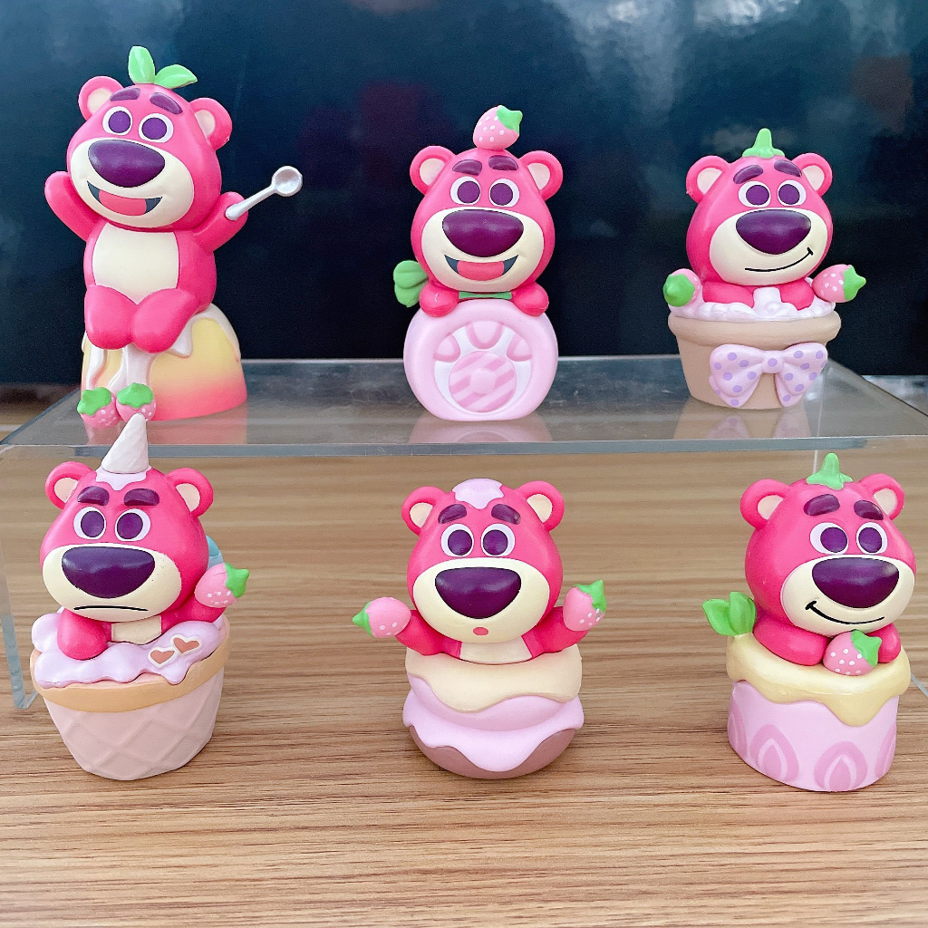 DISNEY Bộ 6 Mô Hình Gấu Strawberry Hoạt Hình 6-7cm Bằng Nhựa Pvc Trang Trí Xe Hơi