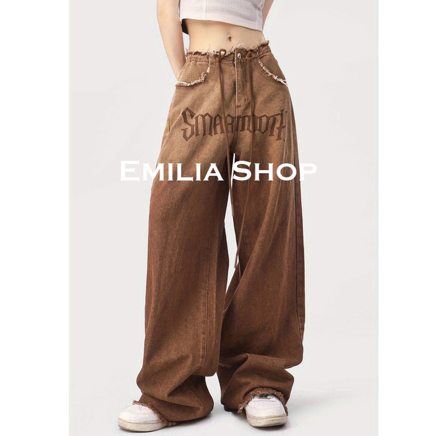 Chất lượng cao EMILIA SHOP quần y2k quần ống rộng quần nữ jean 2023 New A23L0L3 052504