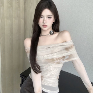 Áo Thun Lưới Tay Dài Hở Vai Chống Nắng Mùa Hè In Họa Tiết Thiết Kế Mỏng Cho Nữ