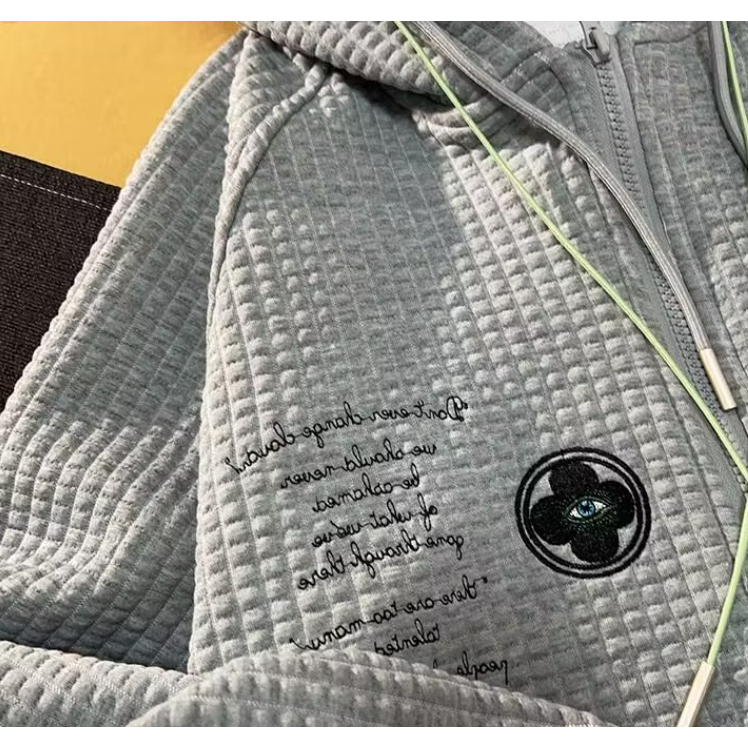 Áo Khoác Hoodie Nam Thêu Chữ Waffle Phong Cách Hàn Quốc hoodie zip áo khoác đôi nam nữ áo hoodie xám áo hoodie nam form rộng