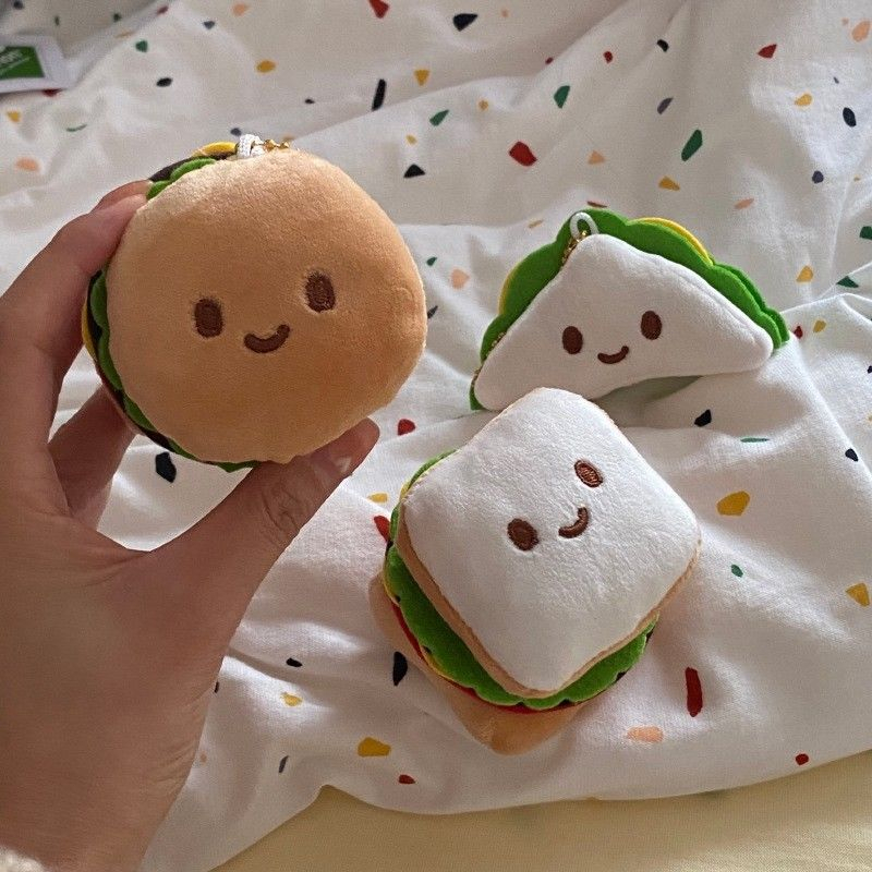Móc Khóa Hình Bánh hamburger Nhồi Bông Dễ Thương Sáng Tạo