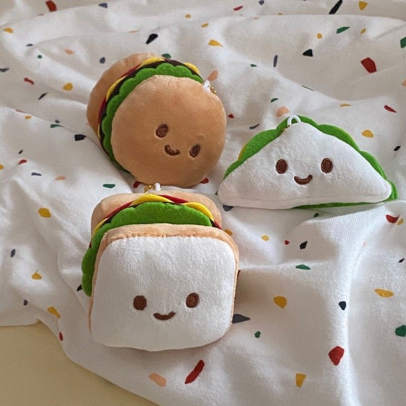 Móc Khóa Hình Bánh hamburger Nhồi Bông Dễ Thương Sáng Tạo