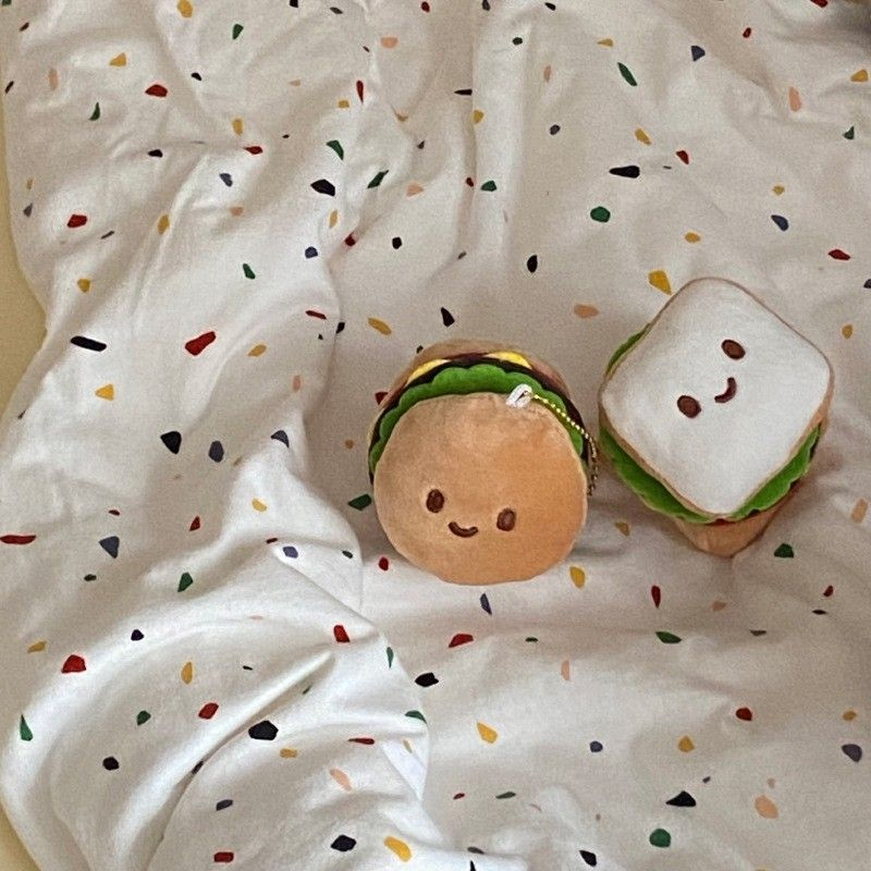 Móc Khóa Hình Bánh hamburger Nhồi Bông Dễ Thương Sáng Tạo