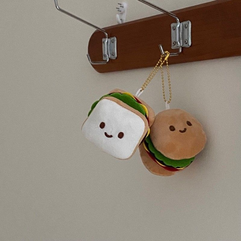 Móc Khóa Hình Bánh hamburger Nhồi Bông Dễ Thương Sáng Tạo