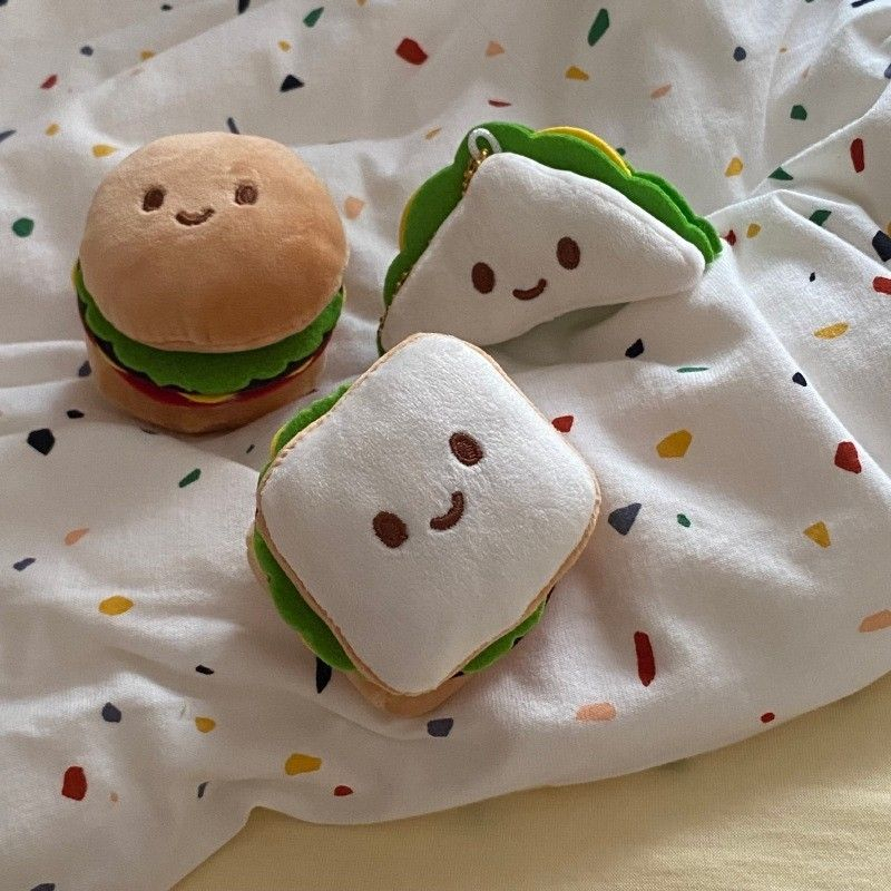 Móc Khóa Hình Bánh hamburger Nhồi Bông Dễ Thương Sáng Tạo