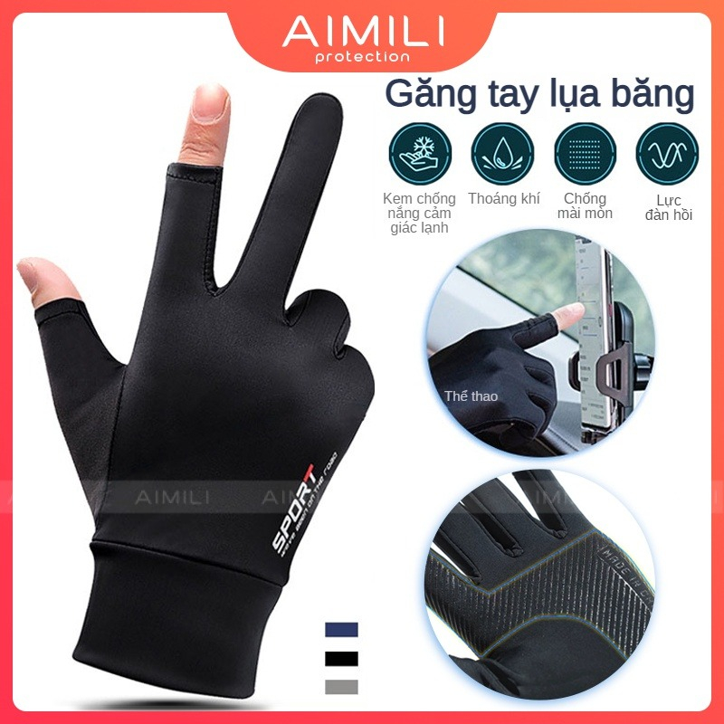 Gel silica Găng Tay Lái Xe Chống Tia UV UPF50+ Chống Trượt Thoáng Khí Có Thể Chạm Màn Hình Cảm Ứ Găng tay xe máy vải lụa lạnh/ Câu Cá Vải Lụa Lạnh