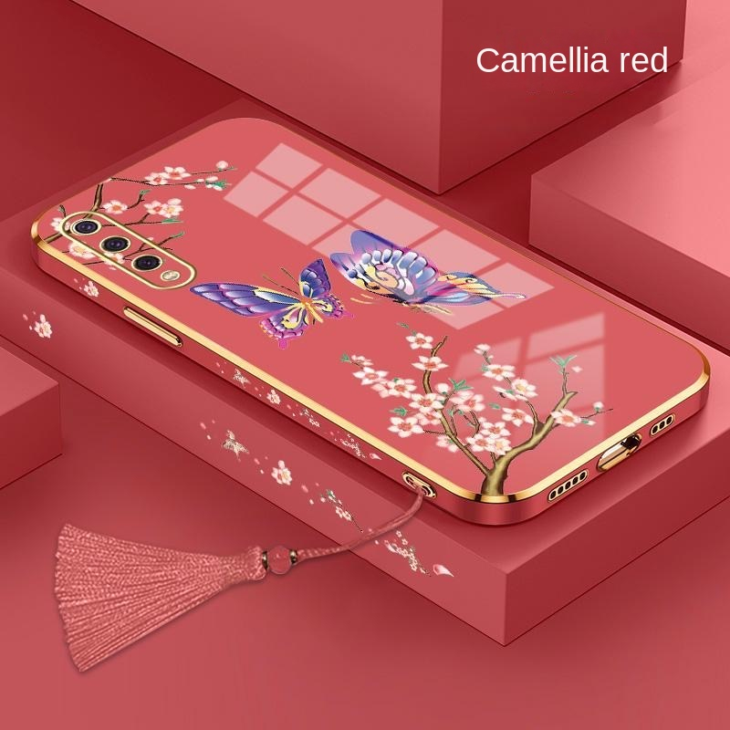 Ốp lưng Vivo V21 4G Y73 4G Y55 4G Y30 5G Y22S Y22 2022 Y02S Y20 Y20S g Y12S T1 Pro 5G Thẳng cạnh mạ bướm lá điện thoại trường hợp