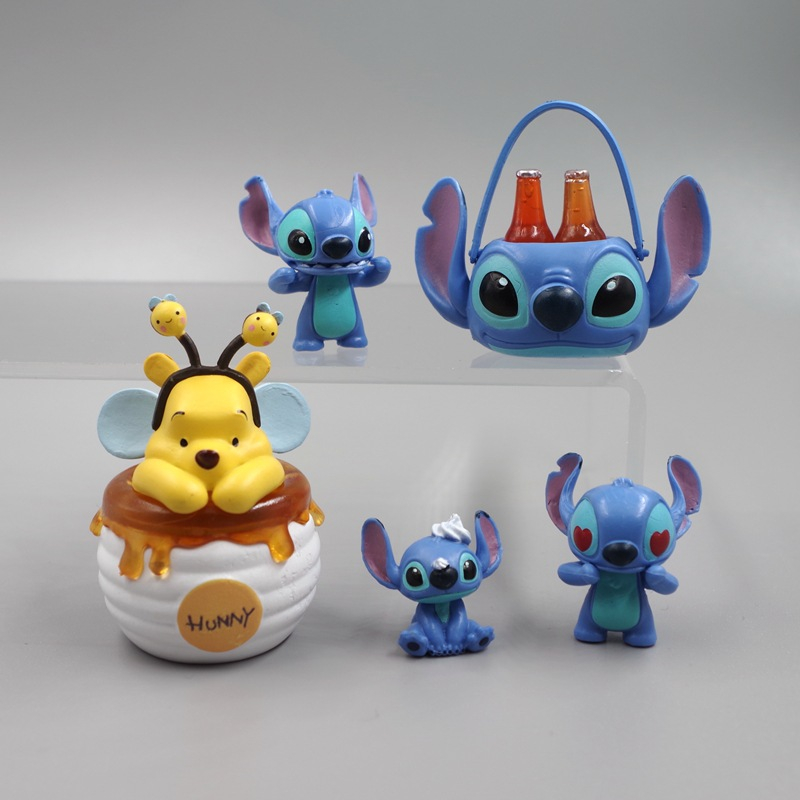 DISNEY 1 Mô Hình Nhân Vật Stitch Và Gấu Pooh Bằng PVC 2-6cm