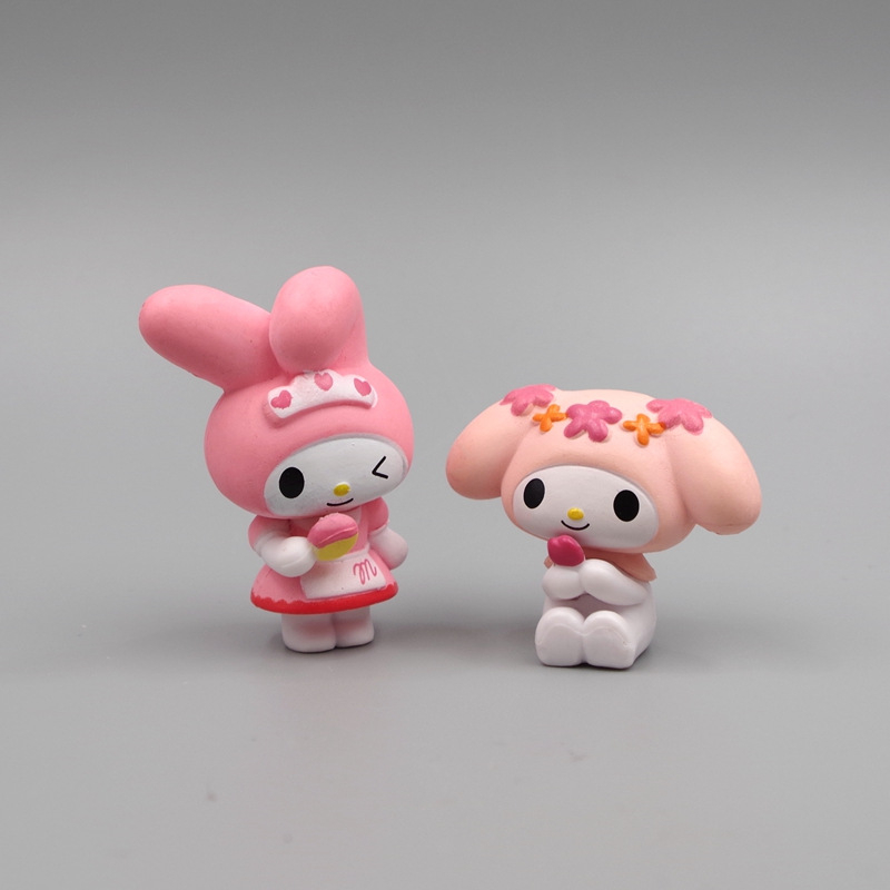 5 cái / bộ 3-6 cm sanrio anime hình kuromi my melody strawberry diy kawaii cartoon q phiên bản trang trí bánh pvc hình hành động mô hình búp bê đồ chơi quà tặng