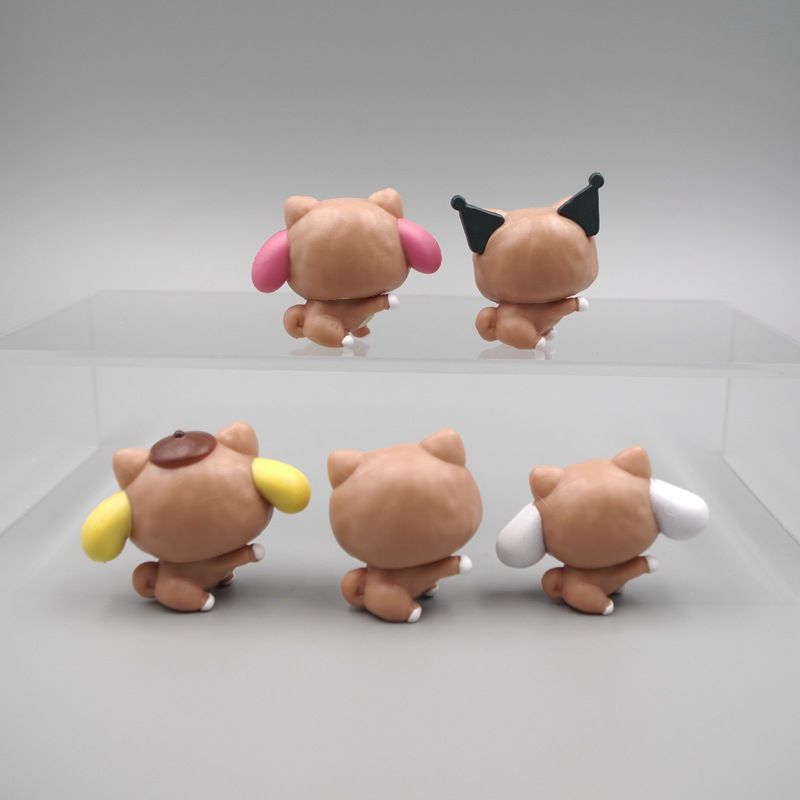 SANRIO Set 5 Mô Hình Nhân Vật Phim Hoạt Hình hello kitty kuromi my melody Cinnamoroll 3-4cm