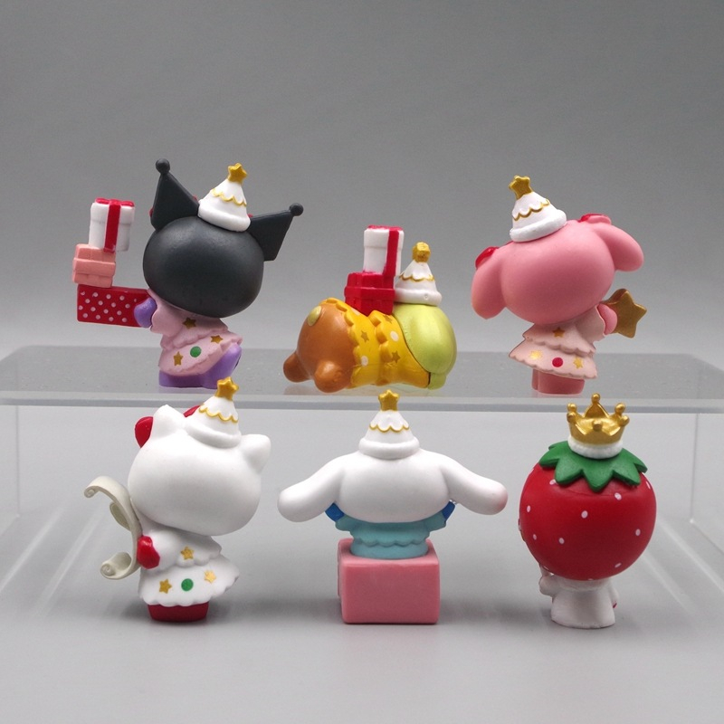 SANRIO Set 6 Mô Hình Mô Phỏng Nhân Vật Phim Hoạt Hình kuromi hello kitty my melody Cinnamoroll pom purin q