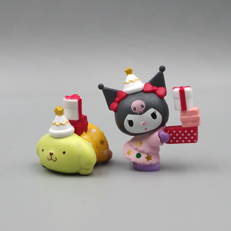 SANRIO Set 6 Mô Hình Mô Phỏng Nhân Vật Phim Hoạt Hình kuromi hello kitty my melody Cinnamoroll pom purin q