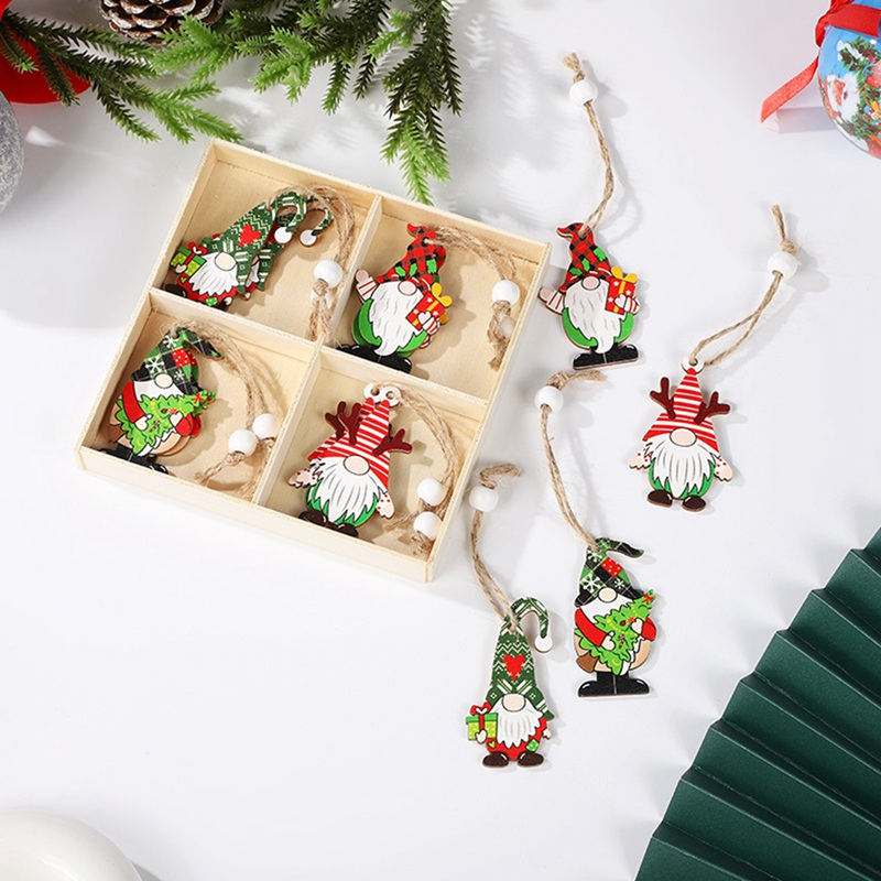 Set 12 Phụ Kiện Treo Trang Trí Cây Thông Noel Bằng Gỗ 2023 Navidad