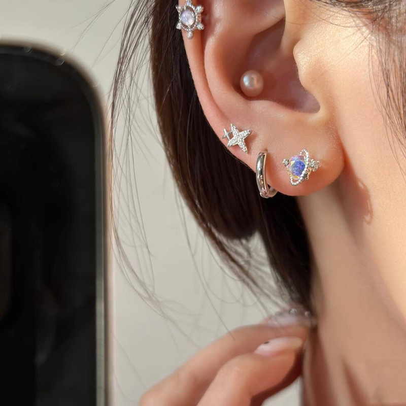 JOJO COCO Bông Tai Bạc s925 Hình Trái Tim Đính Đá zircon Pha Lê Thời Trang Cho Nữ