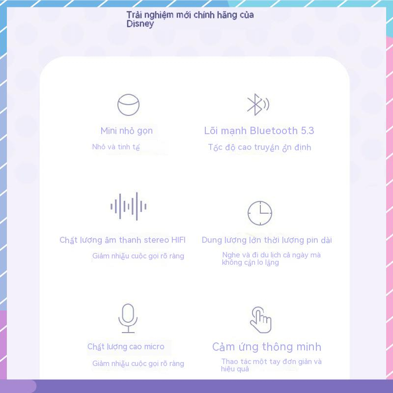 DISNEY Tai Nghe Bluetooth 5.0 Không Dây Có Kẹp Chất Lượng Cao Âm Thanh Sống Động Cho Samsung / Xiaomi / oppo / vivo