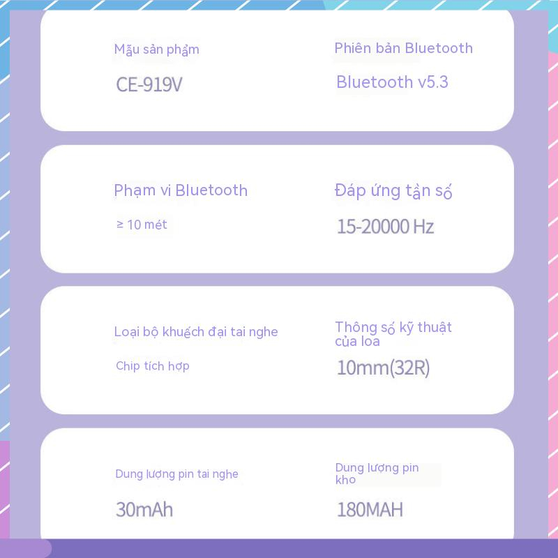 DISNEY Tai Nghe Bluetooth 5.0 Không Dây Có Kẹp Chất Lượng Cao Âm Thanh Sống Động Cho Samsung / Xiaomi / oppo / vivo