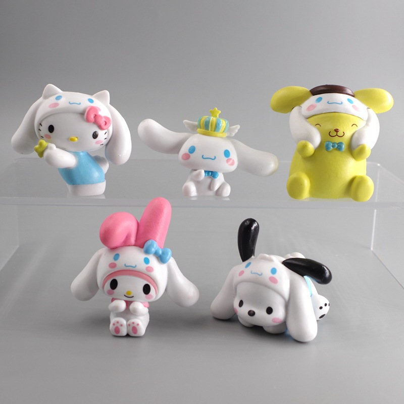 SANRIO Set 5 Mô Hình Nhân Vật Phim Hoạt Hình hello kitty kuromi my melody Cinnamoroll 3-4cm