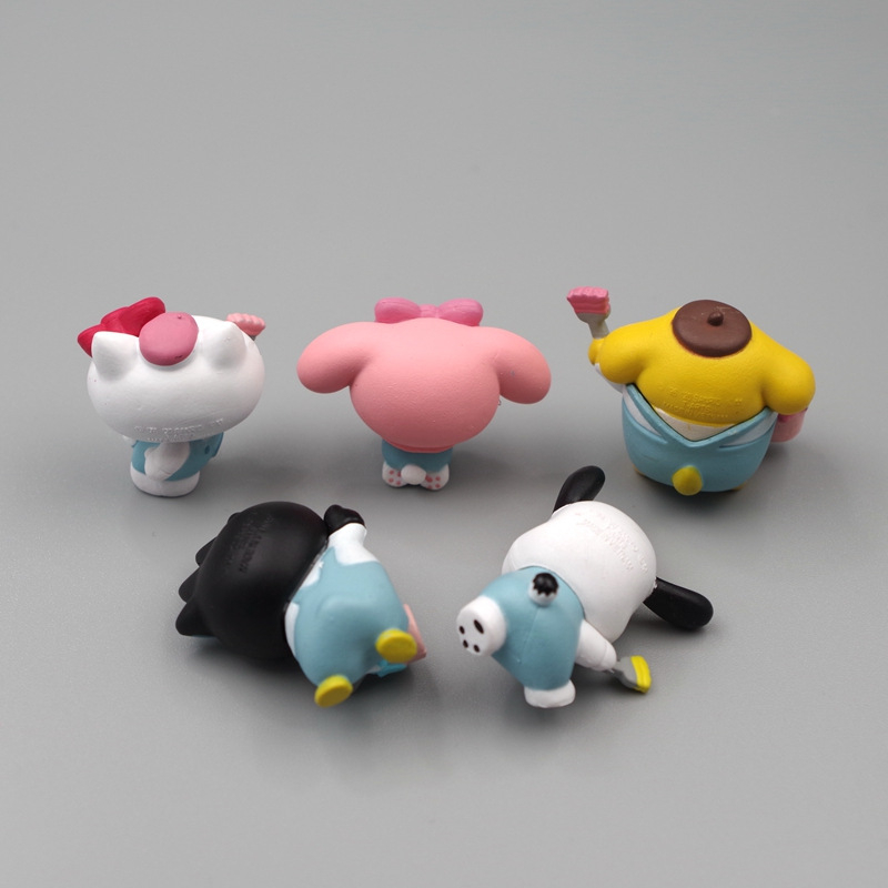 5 cái / bộ 4 cm sanrio anime hình hello kitty my melody onpompurin pochacco penguin plasterer diy kawaii cartoon q phiên bản pvc action figures mô hình búp bê đồ chơi