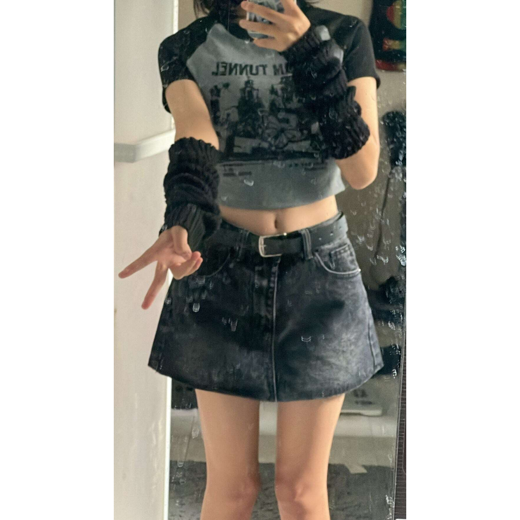 Găng Tay Dệt Kim Hở Ngón Hóa Trang Lolita Y2k