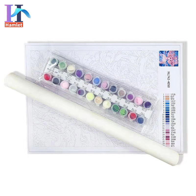 Tranh tô màu HAMLET bằng acrylic hình cô gái và chú vịt vàng 30 * 40cm DIY