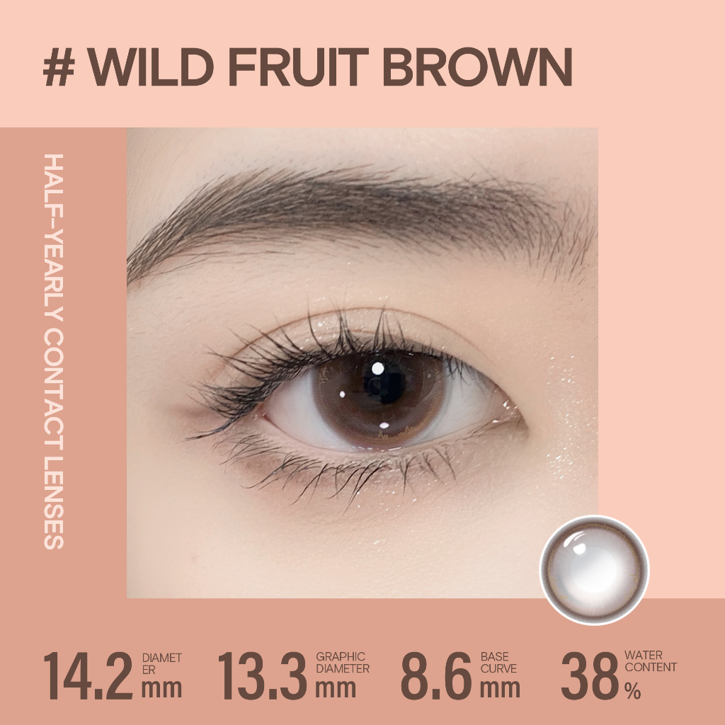 Kính áp tròng Kilala màu nâu Wild Fruit Brown lens cận 6 tháng DIA 14.2mm có độ  1 cặp