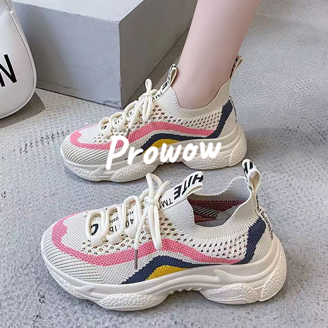 Prowow❤Giày Thể Thao Đế Dày Phối Lưới Thoáng Khí Thời Trang Mùa Hè Cho Nữ