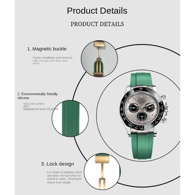 Dây Đeo Silicon Mềm 22mm Cho Đồng Hồ Rolex / Daytona / Suburbr DEEPSEA / GMT / Sea-Dweller