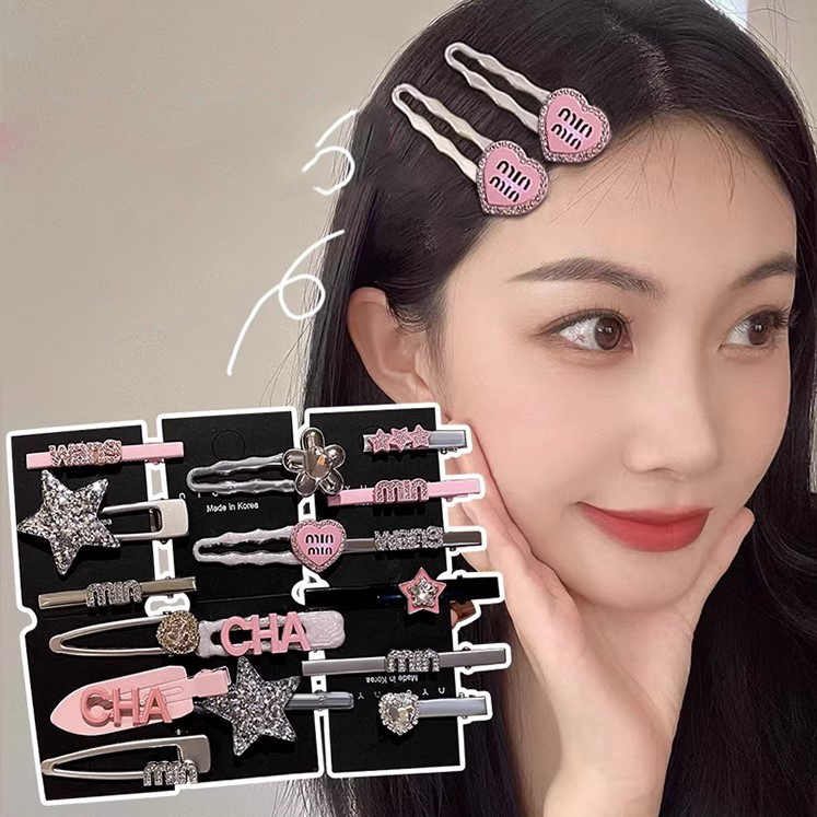 Kẹp Tóc Hình Ngôi Sao Và Chữ Bằng Kim Loại Thời Trang Hàn Quốc Y2K