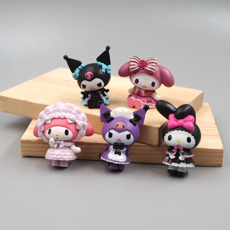 SANRIO Set 5 Mô Hình Nhân Vật Phim Hoạt Hình hello kitty 3-5cm