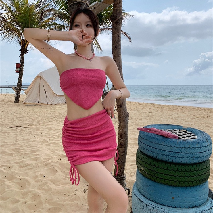 Bikini sexy cao cấp thiết kế mới kẹo màu bãi biển nghỉ mát ba mảnh bộ đồ bơi