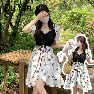 Đầm Hoa Cổ Vuông Thiết Kế Mới Ngọt Ngào Thời Trang Theo Phong Cách Pháp Cho Nữ