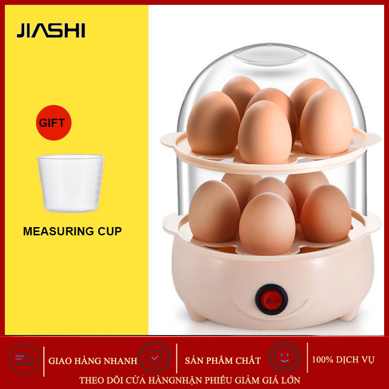 Máy hấp trứng JIASHI một tầng/ hai tầng tự động tắt tiện lợi Nồi hấp trứng chống khô tự động ngắt điện gia dụng Nồi hấp trứng 2 tầng nhỏ hấp trứng