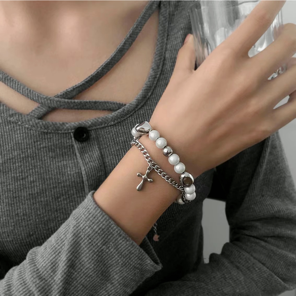 Vòng Tay Thép Titan Phong Cách Hip Hop Punk Cho Cặp Đôi