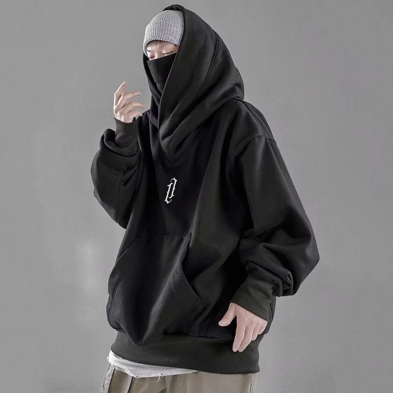 ✦AFFLIGA✦ Áo sweater Tay Dài Cổ Cao Có Mũ Trùm Kiểu hip-hop Hàn Quốc Cá Tính Cho Nam