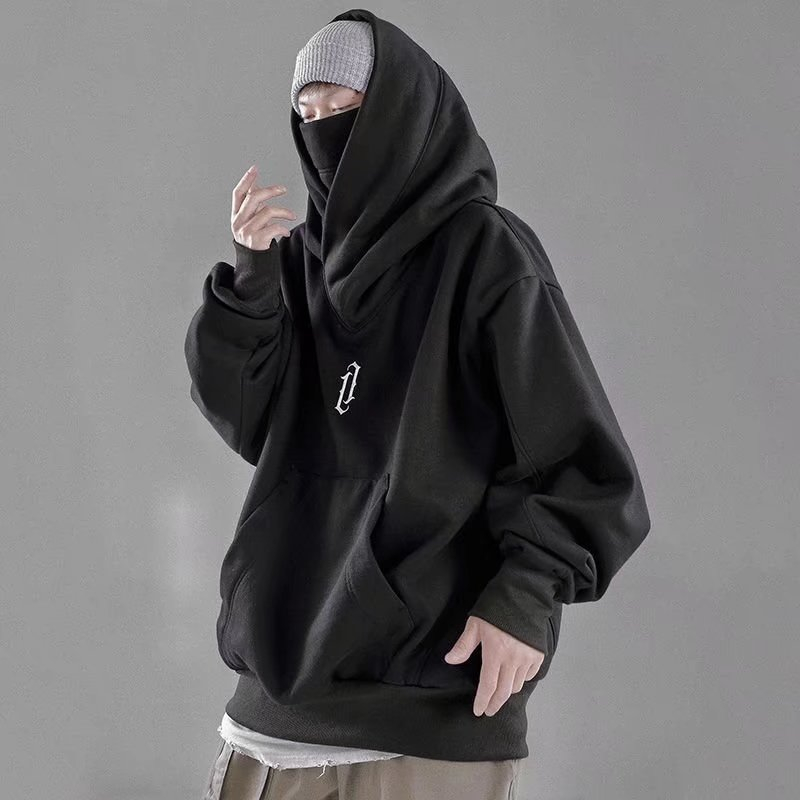 ✦AFFLIGA✦ Áo sweater Tay Dài Cổ Cao Có Mũ Trùm Kiểu hip-hop Hàn Quốc Cá Tính Cho Nam