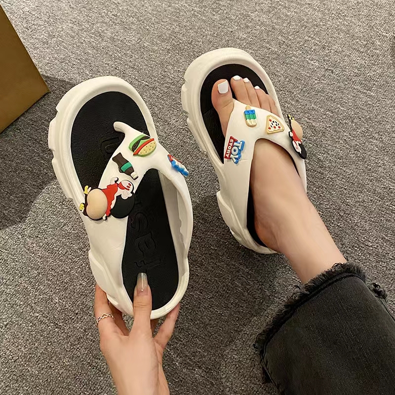 FEIJIANU Dép xỏ ngón dép kiểu nữ đi chơi dép bánh mì Thoải Mái Xinh Xắn 27Z23070711