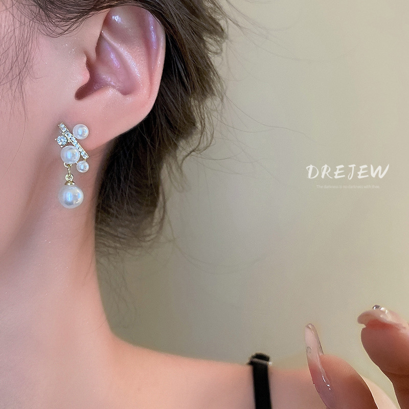 Bông Tai Mạ Bạc Đính Kim Cương Giả Sang Trọng Thời Trang