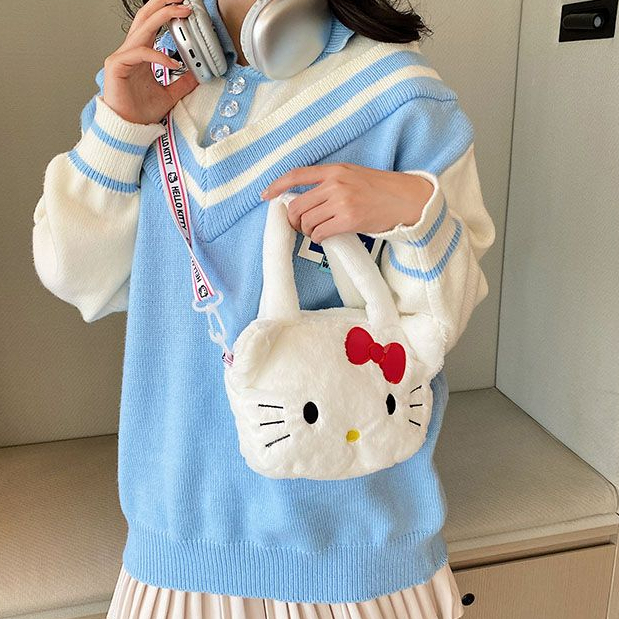 HT XIANSHENG Túi Đeo Vai Hình Gấu Dâu Tây Hoạt Hình Nhồi Bông Dễ Thương