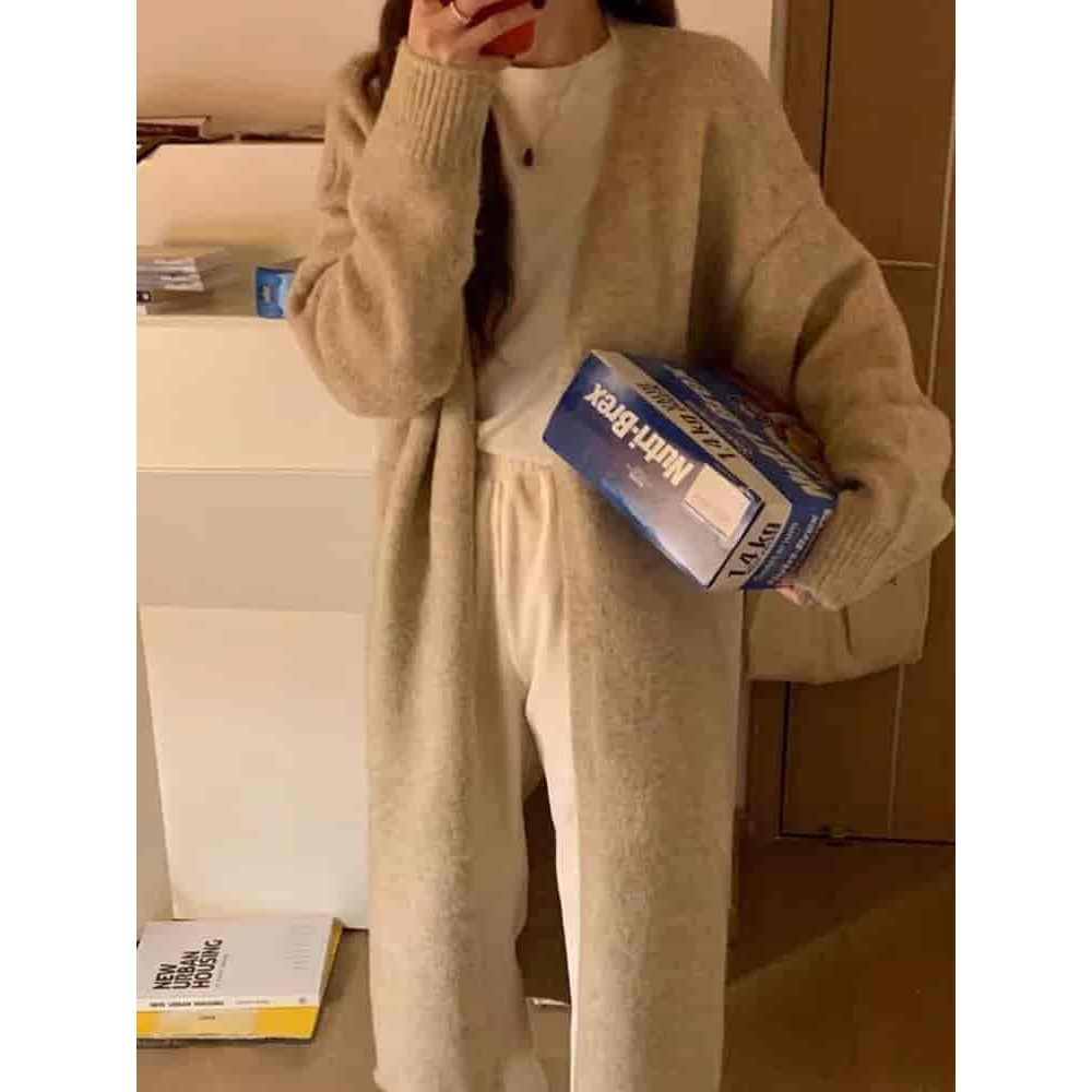 Áo Khoác cardigan Dệt Kim Tay Dài Dáng Rộng Thời Trang Mới Cho Nữ