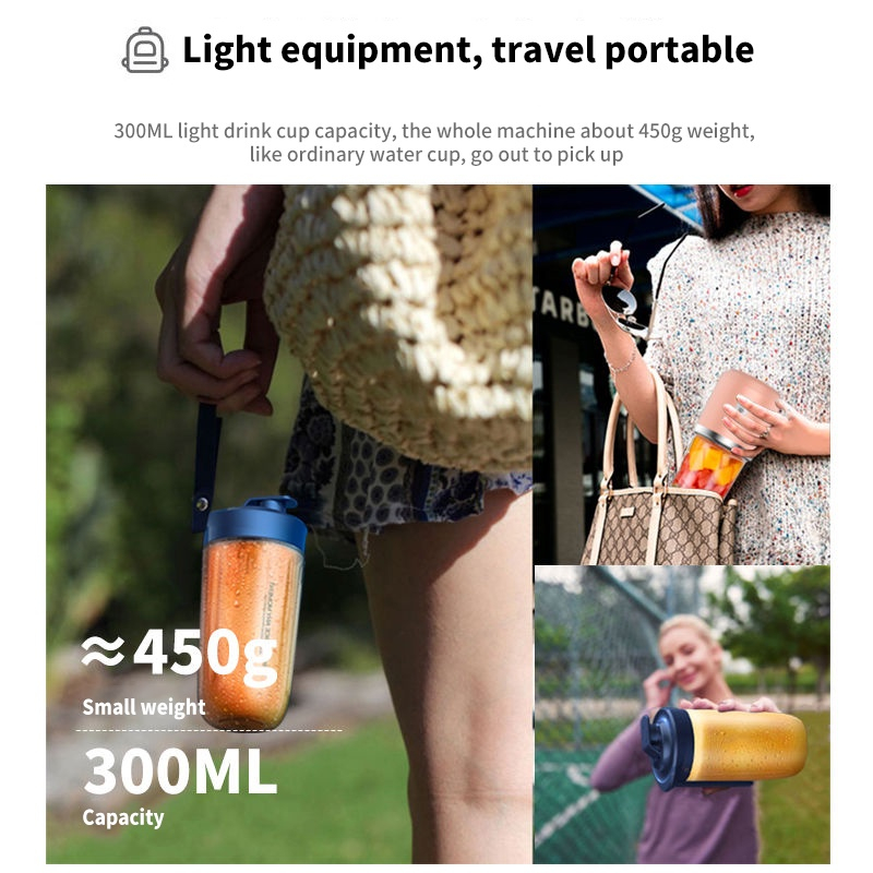 Máy Xay Sinh Tố Trái Cây Sạc USB Không Dây Tự Động 400ML