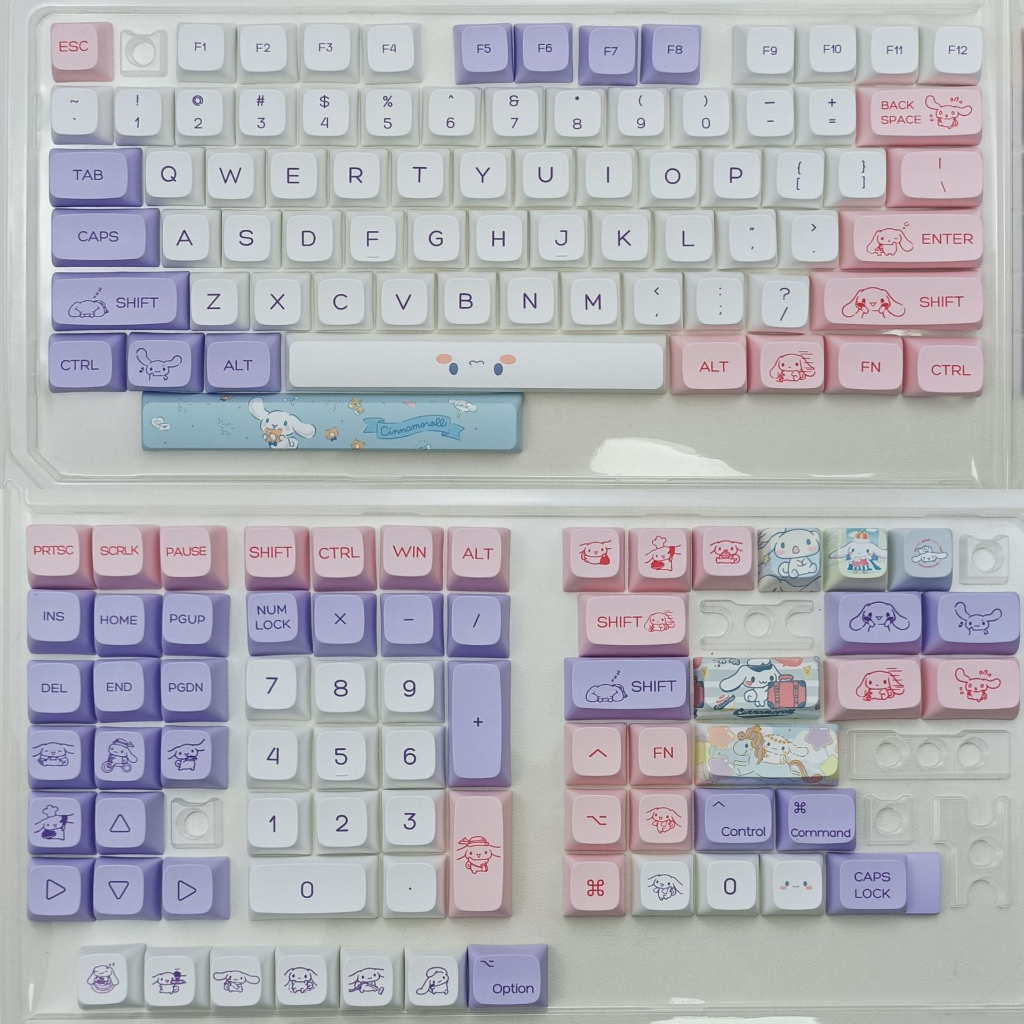 Quế Chó Cinnamoroll Keycap 144 Phím XDA Profile PBT Nắp Phím Cho Bàn Phím Cơ DIY