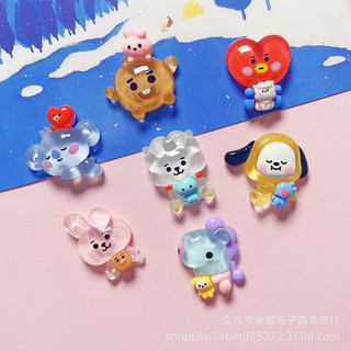 10 miếng phim hoạt hình mờ dòng động vật màu bóng làm bằng tay diy charm resin charm
