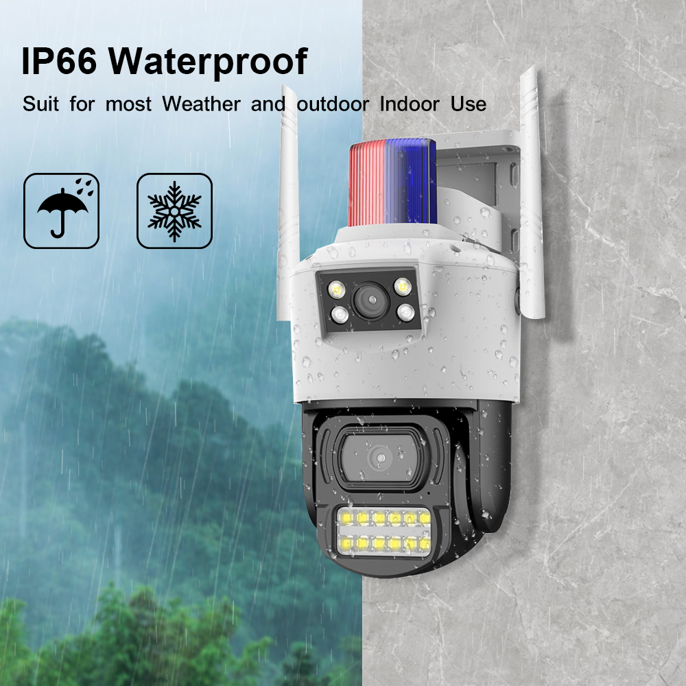 LLSEE V380 Pro, Camera 2 mắt WIFI, Zoom 10X, PTZ, Camera ngoài trời không dây 360 độ, 4K, 8MP, Tầm nhìn ban đêm đầy màu sắc, Theo dõi tự động,